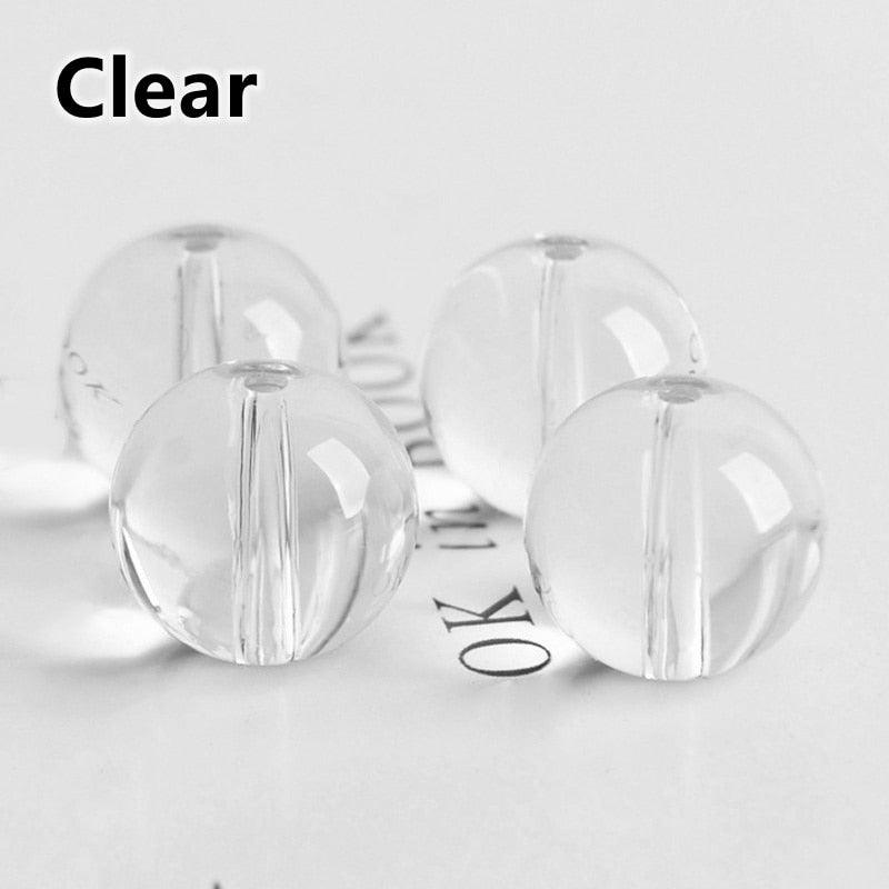 Round Glossy Crystal Glass Loose Beads For Jewelry Making Crafts Findings Transparent Colorful Acrylic Round Beads for Bracelets Jewelry Making and Crafts Accessories