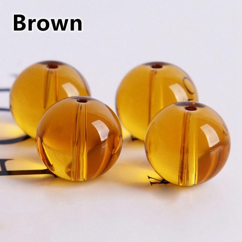 Round Glossy Crystal Glass Loose Beads For Jewelry Making Crafts Findings Transparent Colorful Acrylic Round Beads for Bracelets Jewelry Making and Crafts Accessories