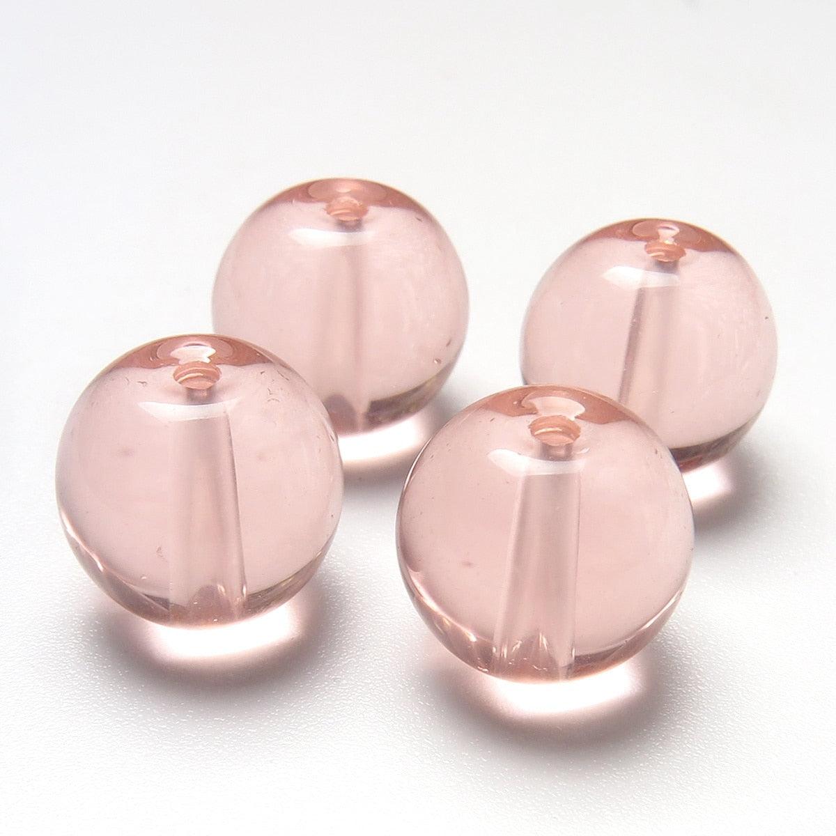 Round Glossy Crystal Glass Loose Beads For Jewelry Making Crafts Findings Transparent Colorful Acrylic Round Beads for Bracelets Jewelry Making and Crafts Accessories