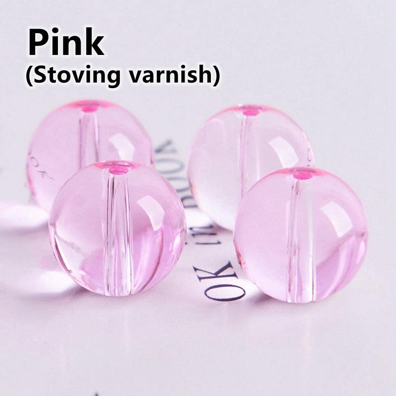 Round Glossy Crystal Glass Loose Beads For Jewelry Making Crafts Findings Transparent Colorful Acrylic Round Beads for Bracelets Jewelry Making and Crafts Accessories