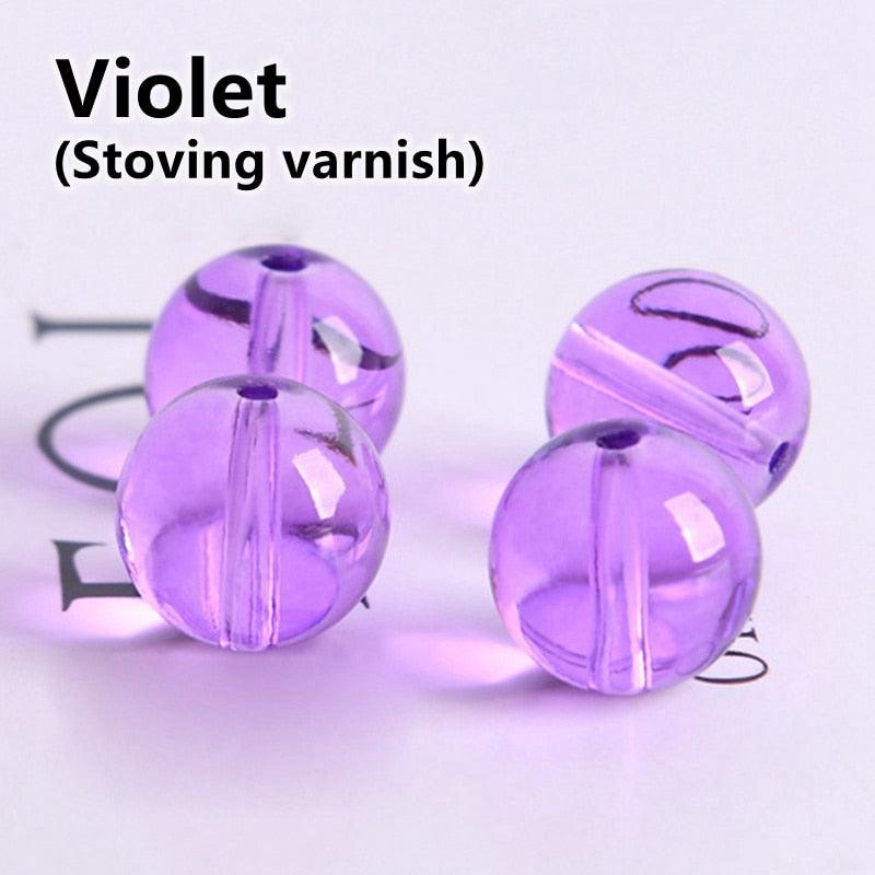 Round Glossy Crystal Glass Loose Beads For Jewelry Making Crafts Findings Transparent Colorful Acrylic Round Beads for Bracelets Jewelry Making and Crafts Accessories