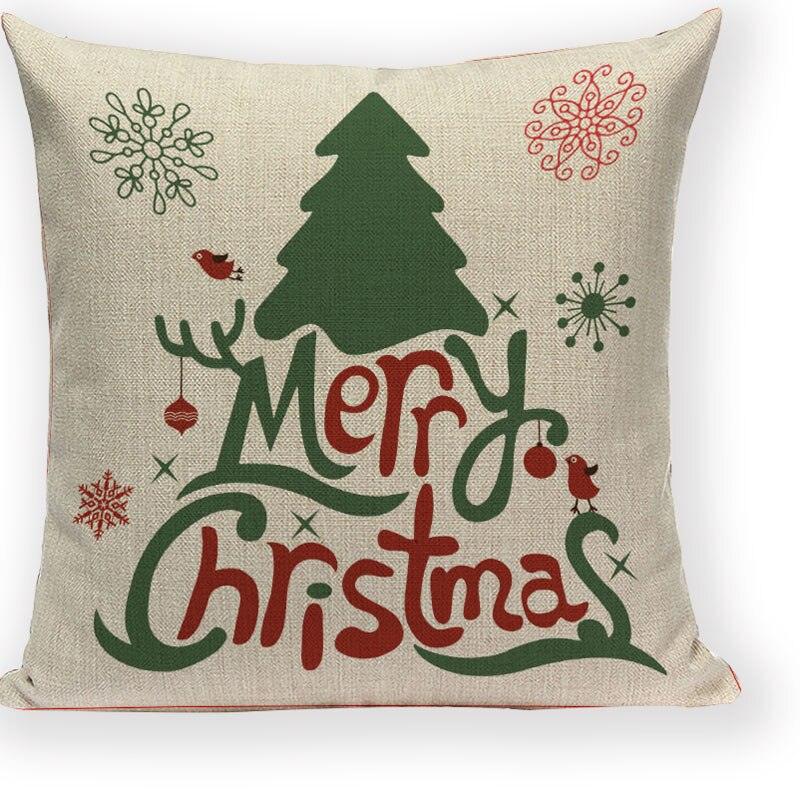 Santa Claus Happy Christmas Cute Deer Decorative Merry Christmas Throw Cushion Covers Tree Reindeer Star Pillow Case For Party Home Decoration Navidad Gift Bed Throw Pillows Case 45x45CM