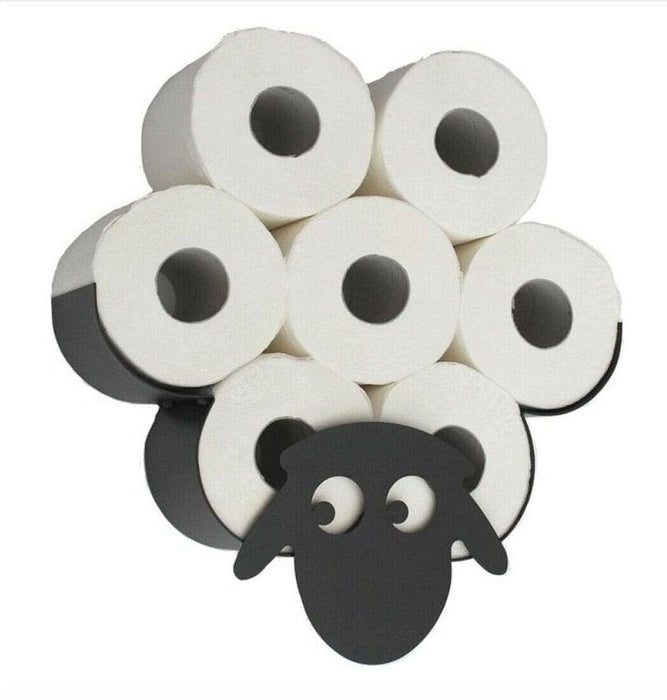 Sheep Toilet Paper Roll Holder Bathroom Wall Mounted Loo Rolls Storage Metal Rack Mount Hold Up 7 Rolls Novelty Animal Decorative Toilet Paper Holders Tissue Paper Storage Stand Wall Mount Iron Tissue Basket Sheep Art Decoration Bathroom House Office