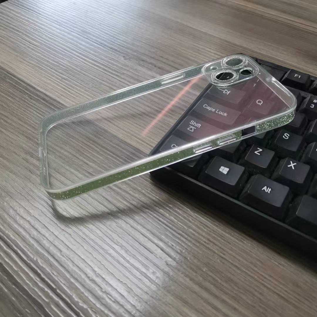 Shining Glitter Transparent Phone Case For iPhone 12 13 14 Pro Max Luxury Transparent Soft Frame Sparkly Phone Case for Women Girls Sparkle Design Anti-Scratch Soft Slim Fit Shockproof Protective Case Cover