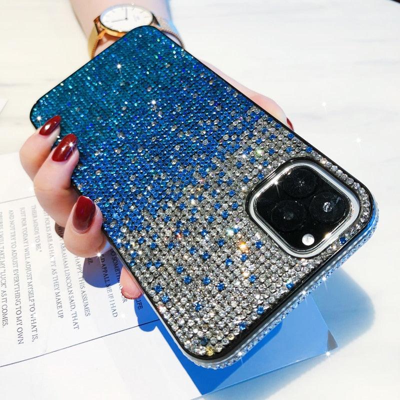 Shiny Green Multicolored Phone Case for IPhone 14 13 12 Pro Max Elegant Glitter Star Rhinestone Diamond Cover Luxury Sparkle Crystal Rhinestone Shiny Glitter Full Clear Stones Back Phone Cover
