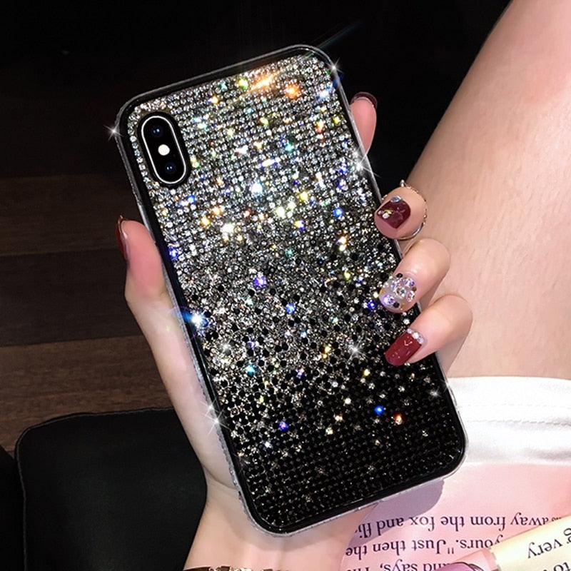 Shiny Green Multicolored Phone Case for IPhone 14 13 12 Pro Max Elegant Glitter Star Rhinestone Diamond Cover Luxury Sparkle Crystal Rhinestone Shiny Glitter Full Clear Stones Back Phone Cover