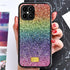 Shiny Green Multicolored Phone Case for IPhone 14 13 12 Pro Max Elegant Glitter Star Rhinestone Diamond Cover Luxury Sparkle Crystal Rhinestone Shiny Glitter Full Clear Stones Back Phone Cover