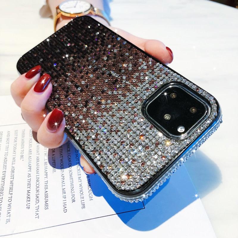 Shiny Green Multicolored Phone Case for IPhone 14 13 12 Pro Max Elegant Glitter Star Rhinestone Diamond Cover Luxury Sparkle Crystal Rhinestone Shiny Glitter Full Clear Stones Back Phone Cover