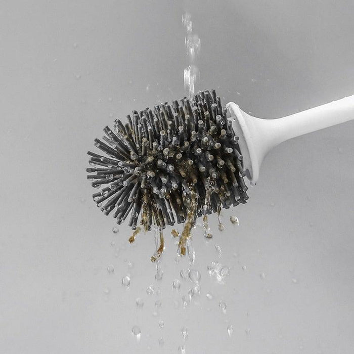Silicone Head Toilet Brush Quick Draining Clean Tool Wall-Mount  Floor-Standing Cleaning Brush Bathroom Accessories Toilet Brush And Holder Toilet Bowl Brush With Stainless Steel Handle Durable Bristles