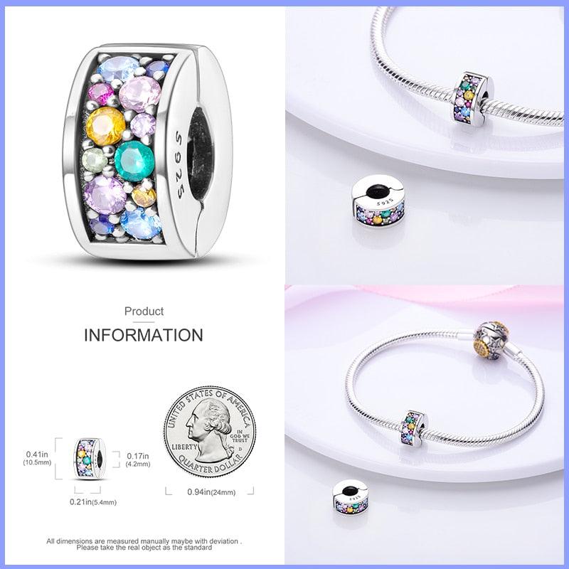 Silicone Spacer Beads 925 Sterling Silver Colorful Zircon Cat's Claw Charms Beads Fit Original Bracelet Fine Jewelry Sterling Silver Pendant For Girls Jewelry Beads Gifts for Women