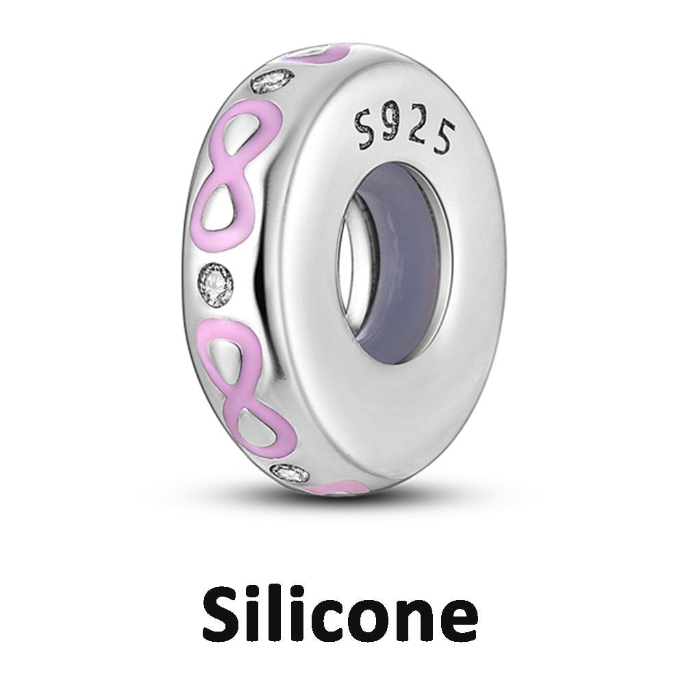 Silicone Spacer Stopper Clip Charms Beads 925 Sterling Silver Fit Original Necklace Bracelet Gift Women Mixed Purple Resin Imitation Glass Spacer Beads Assortments Rhinestone Large Hole Beads for Necklace Bracelet Jewelry Findings Making - beads - - Stevvex.com