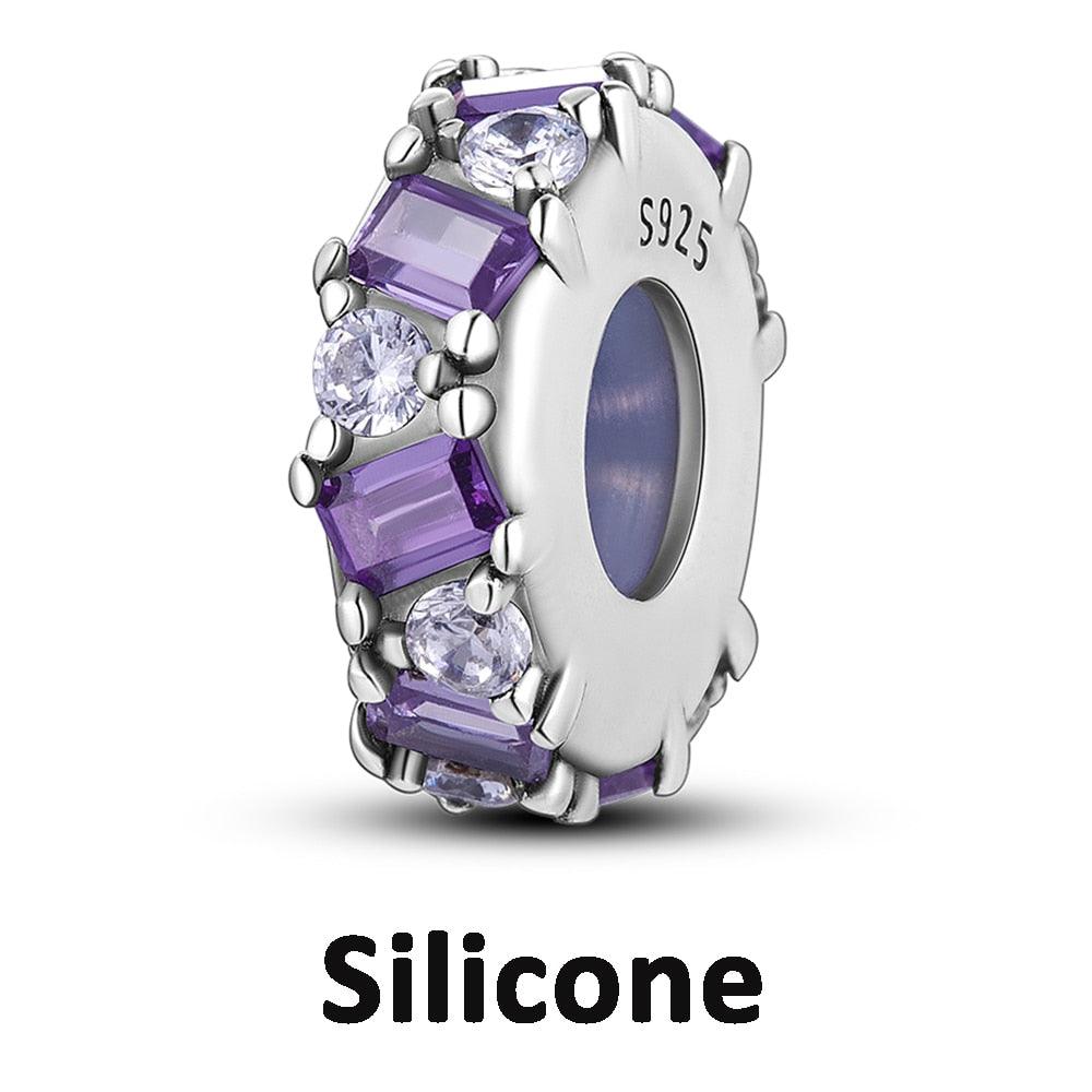 Silicone Spacer Stopper Clip Charms Beads 925 Sterling Silver Fit Original Necklace Bracelet Gift Women Mixed Purple Resin Imitation Glass Spacer Beads Assortments Rhinestone Large Hole Beads for Necklace Bracelet Jewelry Findings Making - beads - - Stevvex.com