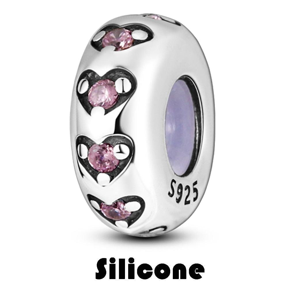 Silicone Spacer Stopper Clip Charms Beads 925 Sterling Silver Fit Original Necklace Bracelet Gift Women Mixed Purple Resin Imitation Glass Spacer Beads Assortments Rhinestone Large Hole Beads for Necklace Bracelet Jewelry Findings Making - beads - - Stevvex.com