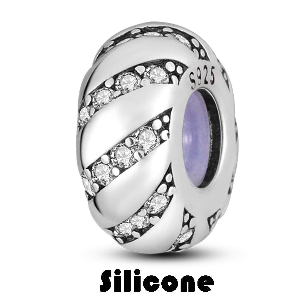 Silicone Spacer Stopper Clip Charms Beads 925 Sterling Silver Fit Original Necklace Bracelet Gift Women Mixed Purple Resin Imitation Glass Spacer Beads Assortments Rhinestone Large Hole Beads for Necklace Bracelet Jewelry Findings Making - beads - - Stevvex.com