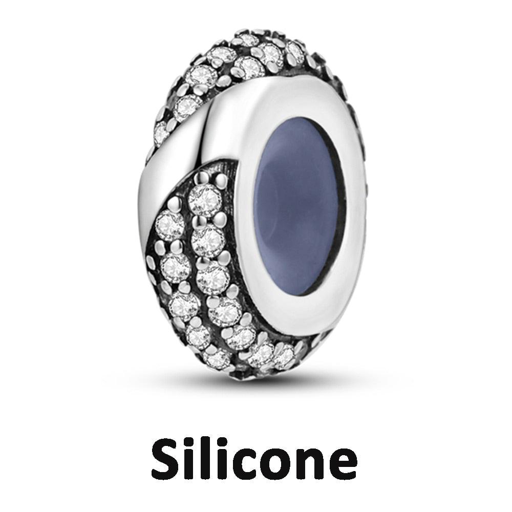 Silicone Spacer Stopper Clip Charms Beads 925 Sterling Silver Fit Original Necklace Bracelet Gift Women Mixed Purple Resin Imitation Glass Spacer Beads Assortments Rhinestone Large Hole Beads for Necklace Bracelet Jewelry Findings Making - beads - - Stevvex.com
