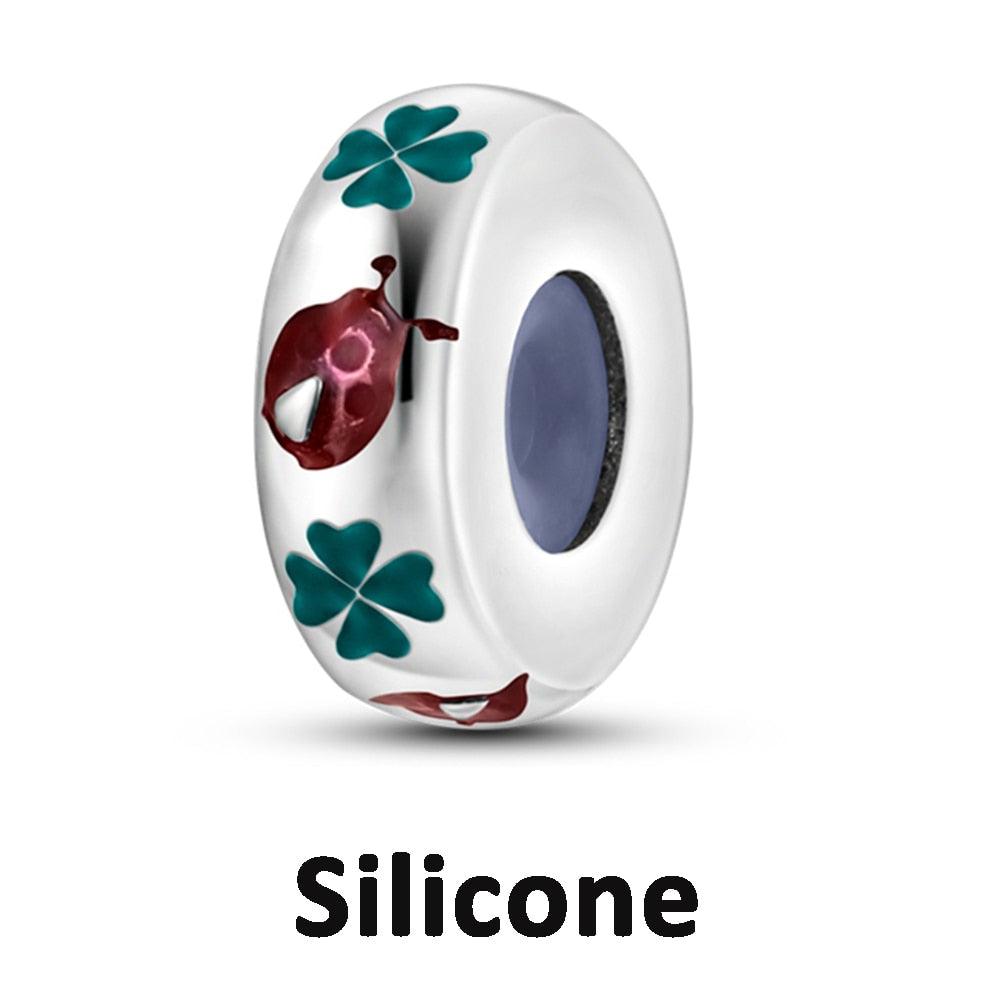 Silicone Spacer Stopper Clip Charms Beads 925 Sterling Silver Fit Original Necklace Bracelet Gift Women Mixed Purple Resin Imitation Glass Spacer Beads Assortments Rhinestone Large Hole Beads for Necklace Bracelet Jewelry Findings Making - beads - - Stevvex.com