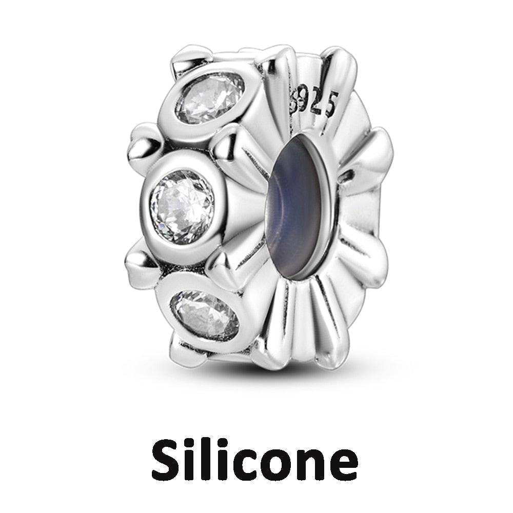 Silicone Spacer Stopper Clip Charms Beads 925 Sterling Silver Fit Original Necklace Bracelet Gift Women Mixed Purple Resin Imitation Glass Spacer Beads Assortments Rhinestone Large Hole Beads for Necklace Bracelet Jewelry Findings Making - beads - - Stevvex.com