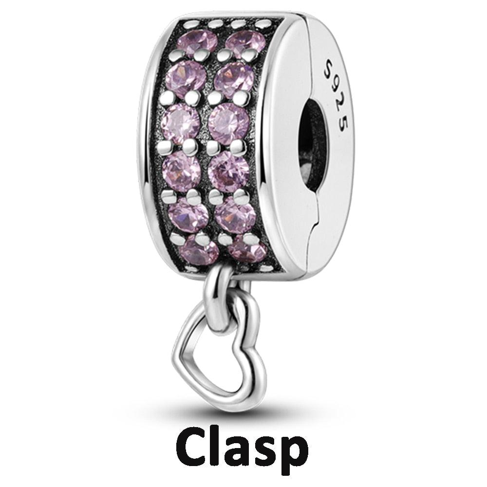 Silicone Spacer Stopper Clip Charms Beads 925 Sterling Silver Fit Original Necklace Bracelet Gift Women Mixed Purple Resin Imitation Glass Spacer Beads Assortments Rhinestone Large Hole Beads for Necklace Bracelet Jewelry Findings Making - beads - - Stevvex.com