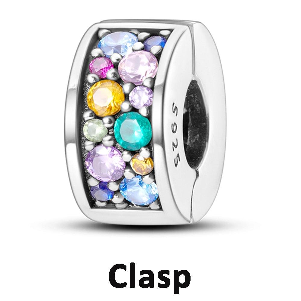 Silicone Spacer Stopper Clip Charms Beads 925 Sterling Silver Fit Original Necklace Bracelet Gift Women Mixed Purple Resin Imitation Glass Spacer Beads Assortments Rhinestone Large Hole Beads for Necklace Bracelet Jewelry Findings Making - beads - - Stevvex.com