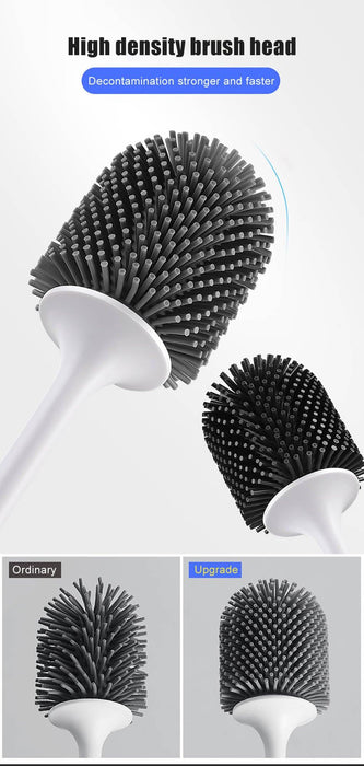 Silicone Toilet Brush For Accessories Drainable Toilet Brush Wall-Mounted Cleaning Tools Home Bathroom Accessories Sets Toilet Brushes And Holder For Bathroom Deep Cleaning Quick Drying Wall Mounted Set Soft Bristled cleaner No-Slip