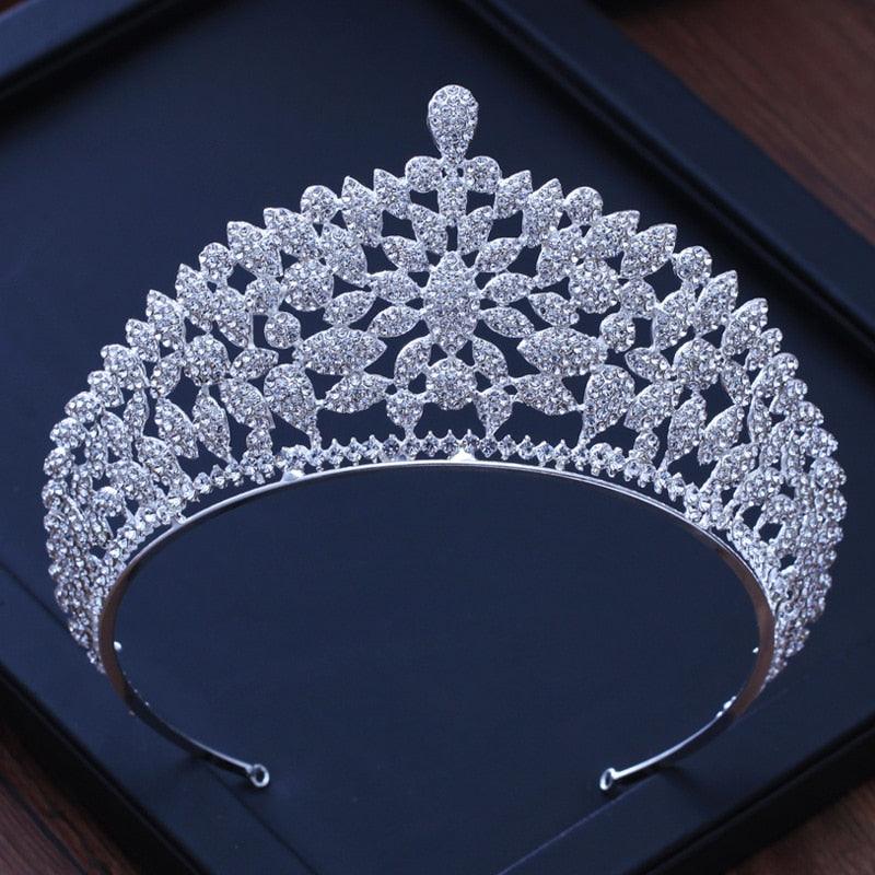 Silver Gold Color Crystal Crowns Bride Tiara Fashion Queen For Wedding Crown Headpiece Wedding Hair Jewelry Accessories  Wedding Crown Bride Tiaras Hair Jewelry Crystal Diadem Prom Party Pageant Accessories