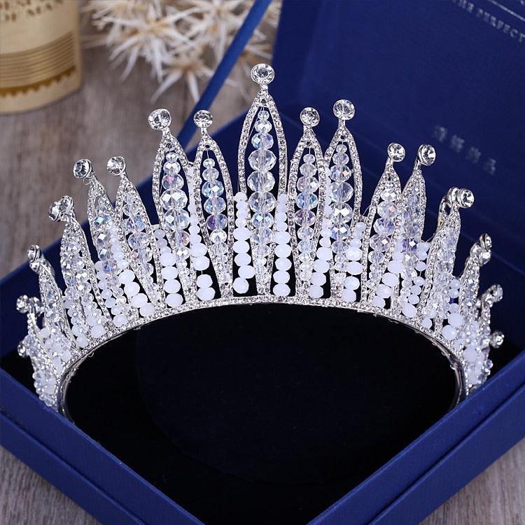 Silver Gold Color Crystal Crowns Bride Tiara Fashion Queen For Wedding Crown Headpiece Wedding Hair Jewelry Accessories  Wedding Crown Bride Tiaras Hair Jewelry Crystal Diadem Prom Party Pageant Accessories
