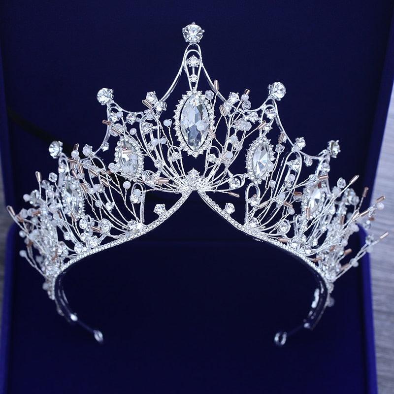 Silver Gold Color Crystal Crowns Bride Tiara Fashion Queen For Wedding Crown Headpiece Wedding Hair Jewelry Accessories  Wedding Crown Bride Tiaras Hair Jewelry Crystal Diadem Prom Party Pageant Accessories