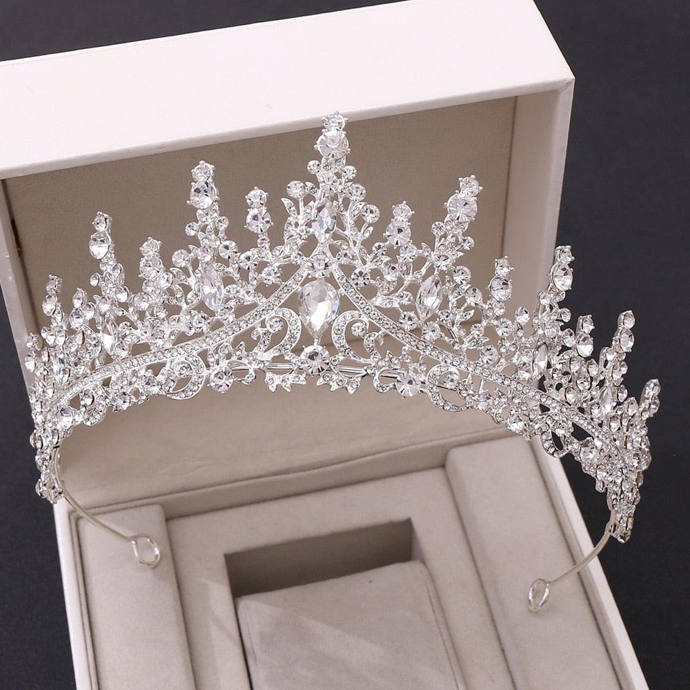 Silver Gold Color Crystal Crowns Bride Tiara Fashion Queen For Wedding Crown Headpiece Wedding Hair Jewelry Accessories  Wedding Crown Bride Tiaras Hair Jewelry Crystal Diadem Prom Party Pageant Accessories