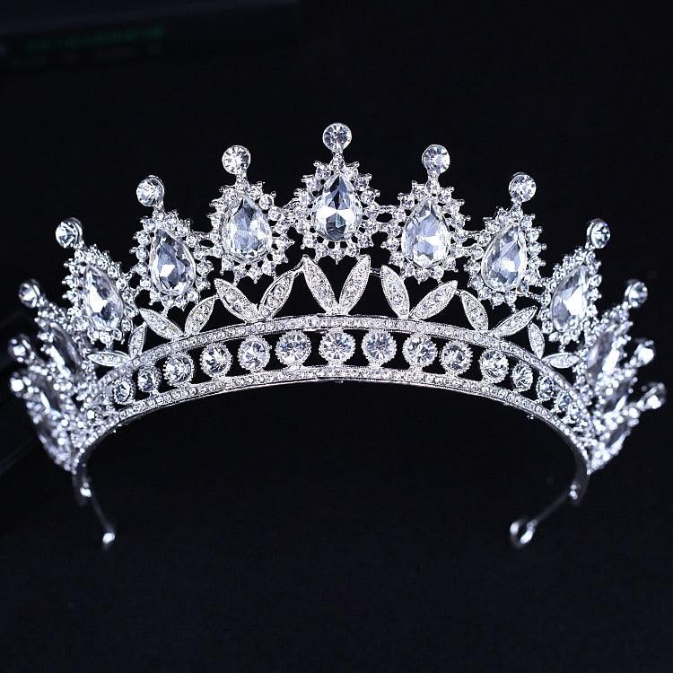 Silver Gold Color Crystal Crowns Bride Tiara Fashion Queen For Wedding Crown Headpiece Wedding Hair Jewelry Accessories  Wedding Crown Bride Tiaras Hair Jewelry Crystal Diadem Prom Party Pageant Accessories