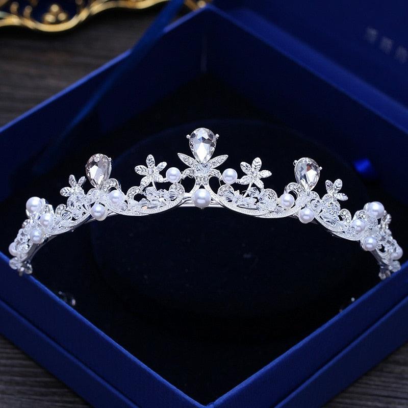 Silver Gold Color Crystal Crowns Bride Tiara Fashion Queen For Wedding Crown Headpiece Wedding Hair Jewelry Accessories  Wedding Crown Bride Tiaras Hair Jewelry Crystal Diadem Prom Party Pageant Accessories