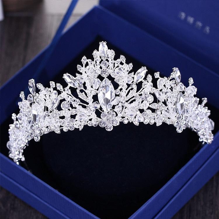 Silver Gold Color Crystal Crowns Bride Tiara Fashion Queen For Wedding Crown Headpiece Wedding Hair Jewelry Accessories  Wedding Crown Bride Tiaras Hair Jewelry Crystal Diadem Prom Party Pageant Accessories