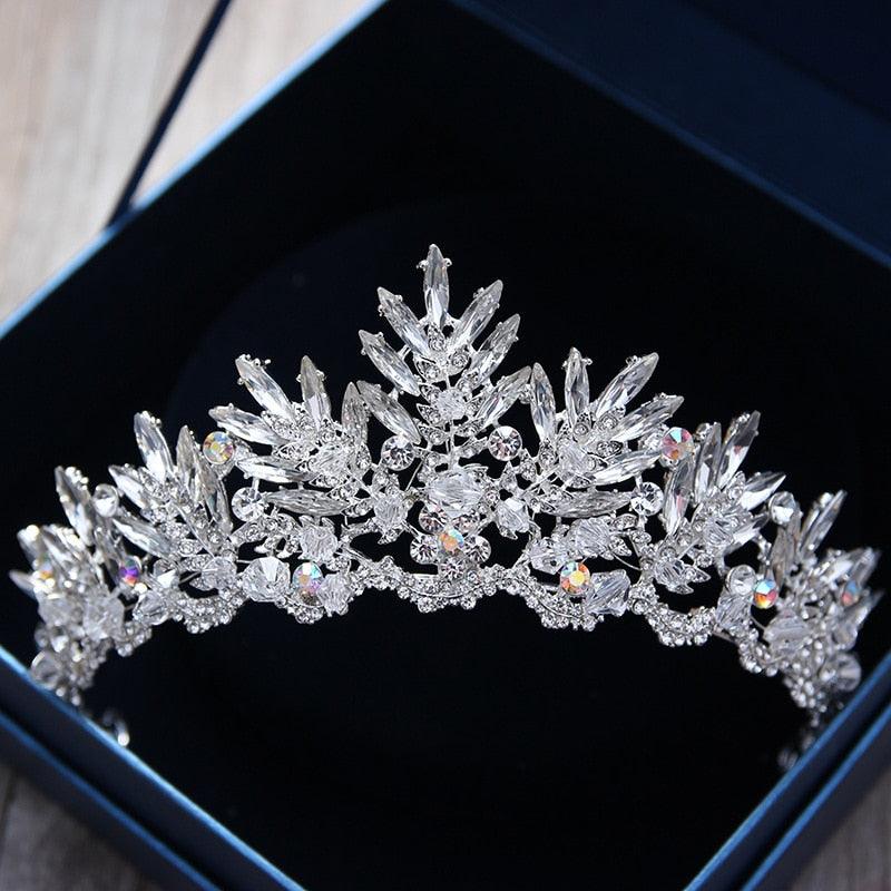 Silver Gold Color Crystal Crowns Bride Tiara Fashion Queen For Wedding Crown Headpiece Wedding Hair Jewelry Accessories  Wedding Crown Bride Tiaras Hair Jewelry Crystal Diadem Prom Party Pageant Accessories