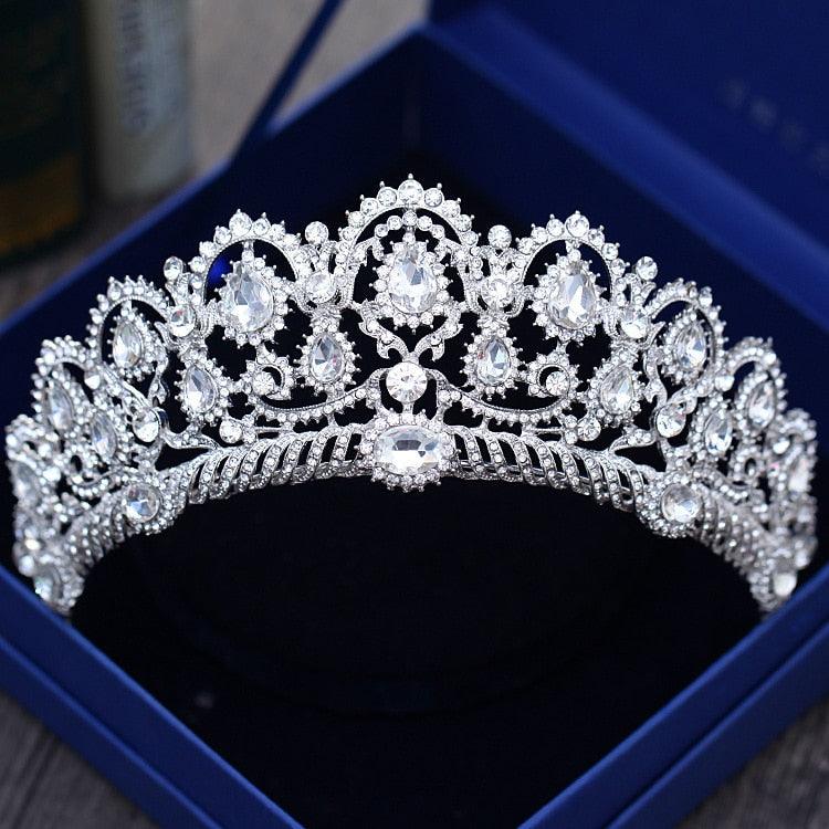Silver Gold Color Crystal Crowns Bride Tiara Fashion Queen For Wedding Crown Headpiece Wedding Hair Jewelry Accessories  Wedding Crown Bride Tiaras Hair Jewelry Crystal Diadem Prom Party Pageant Accessories