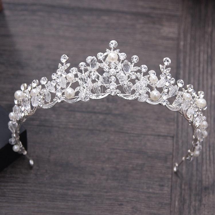 Silver Gold Color Crystal Crowns Bride Tiara Fashion Queen For Wedding Crown Headpiece Wedding Hair Jewelry Accessories  Wedding Crown Bride Tiaras Hair Jewelry Crystal Diadem Prom Party Pageant Accessories