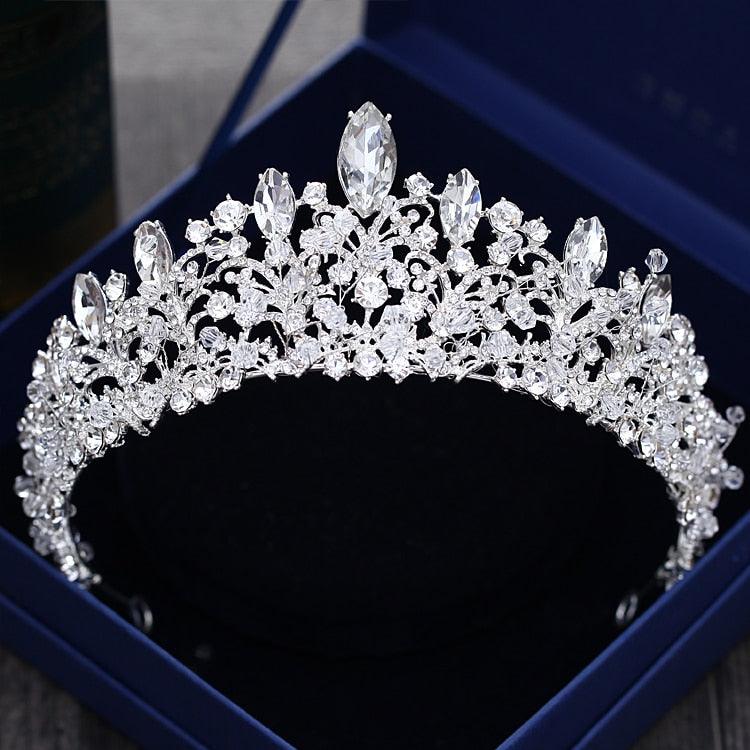 Silver Gold Color Crystal Crowns Bride Tiara Fashion Queen For Wedding Crown Headpiece Wedding Hair Jewelry Accessories  Wedding Crown Bride Tiaras Hair Jewelry Crystal Diadem Prom Party Pageant Accessories