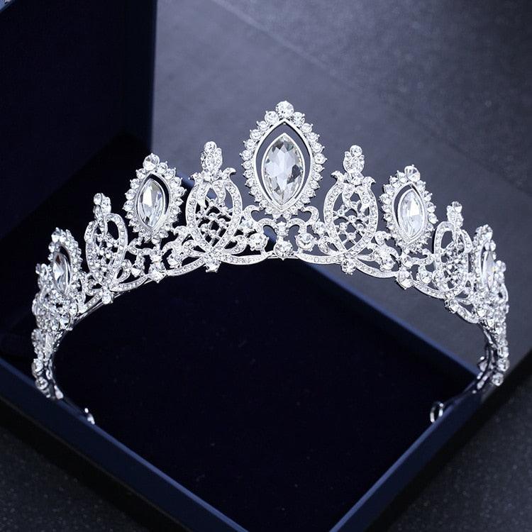 Silver Gold Color Crystal Crowns Bride Tiara Fashion Queen For Wedding Crown Headpiece Wedding Hair Jewelry Accessories  Wedding Crown Bride Tiaras Hair Jewelry Crystal Diadem Prom Party Pageant Accessories