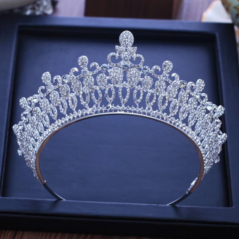 Silver Gold Color Crystal Crowns Bride Tiara Fashion Queen For Wedding Crown Headpiece Wedding Hair Jewelry Accessories  Wedding Crown Bride Tiaras Hair Jewelry Crystal Diadem Prom Party Pageant Accessories