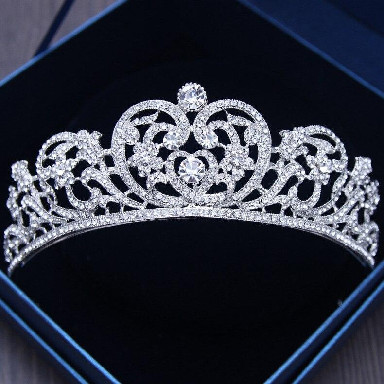 Silver Gold Color Crystal Crowns Bride Tiara Fashion Queen For Wedding Crown Headpiece Wedding Hair Jewelry Accessories  Wedding Crown Bride Tiaras Hair Jewelry Crystal Diadem Prom Party Pageant Accessories