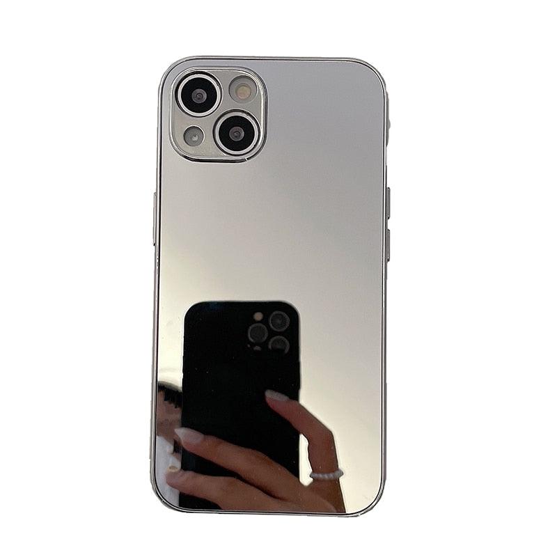 Silver Golden Mirror Shockproof Case for iPhone 14 13 12 Pro Max 11 Hard Back Cover Crystal Transparent Cover Shockproof Protective Bumper Mirror Case for iPhone