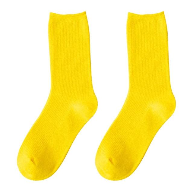Simple Colorful Solid Color Socks Girls Candy Color Fashion Socks Spring And Autumn 100% Cotton Socks Female Socks Crew Socks Running Socks For Men And Women