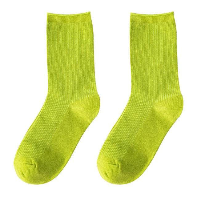 Simple Colorful Solid Color Socks Girls Candy Color Fashion Socks Spring And Autumn 100% Cotton Socks Female Socks Crew Socks Running Socks For Men And Women