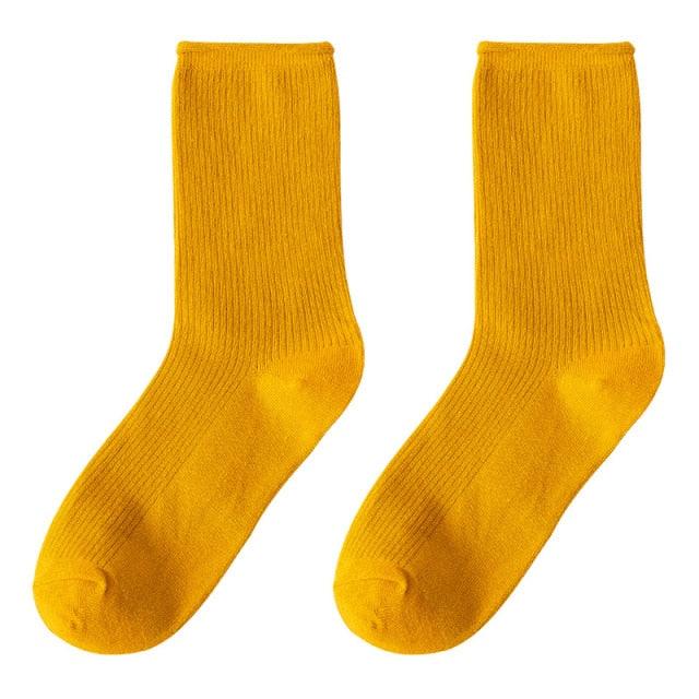 Simple Colorful Solid Color Socks Girls Candy Color Fashion Socks Spring And Autumn 100% Cotton Socks Female Socks Crew Socks Running Socks For Men And Women