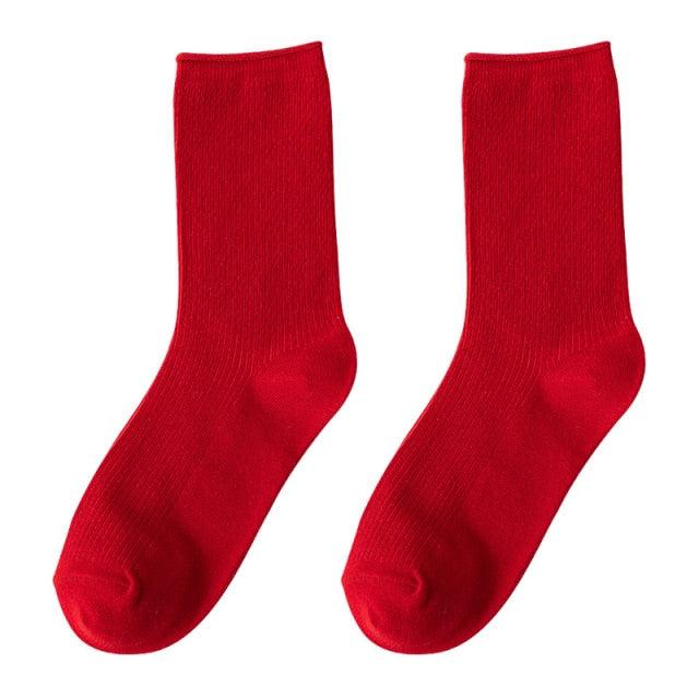 Simple Colorful Solid Color Socks Girls Candy Color Fashion Socks Spring And Autumn 100% Cotton Socks Female Socks Crew Socks Running Socks For Men And Women