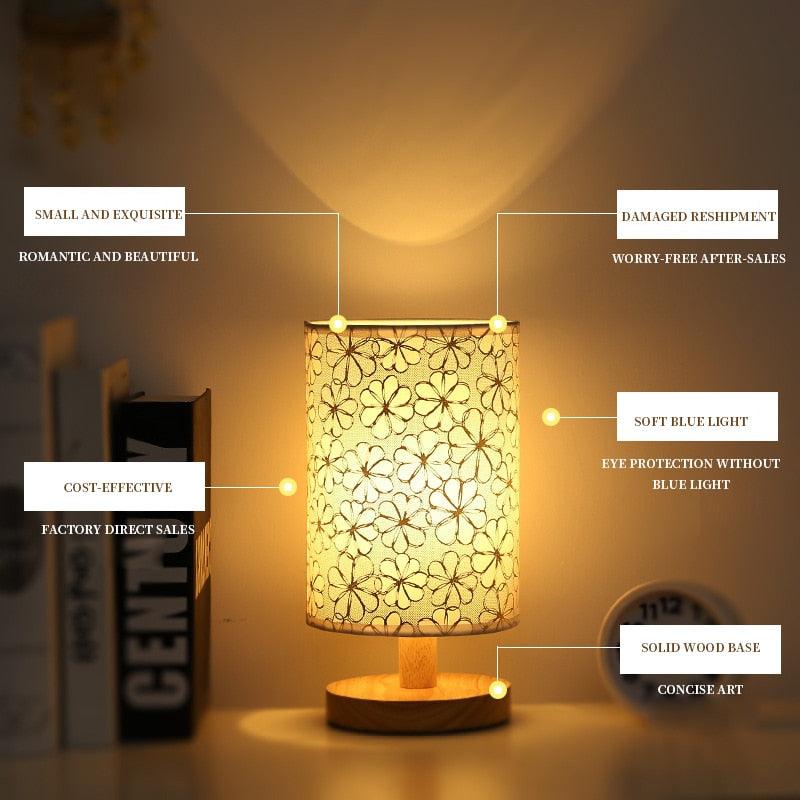 Simple Modern Table Lamp Bedroom Study Bedside Lamp 5V-220v Dimming Solid Wood Creative Birthday Gift Night Light Decorative Table Lamp Cute Study Lamps for Bedroom Décor