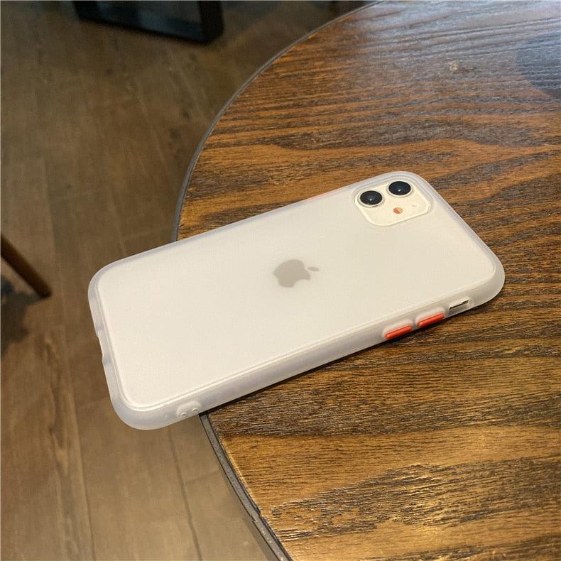 Simple White Camera Shockproof Silicone Phone Case For iPhone 13 Pro Max 14 Pro Protect Cover For Men Modern Translucent Back Cover Mobile case Compatible with iPhone