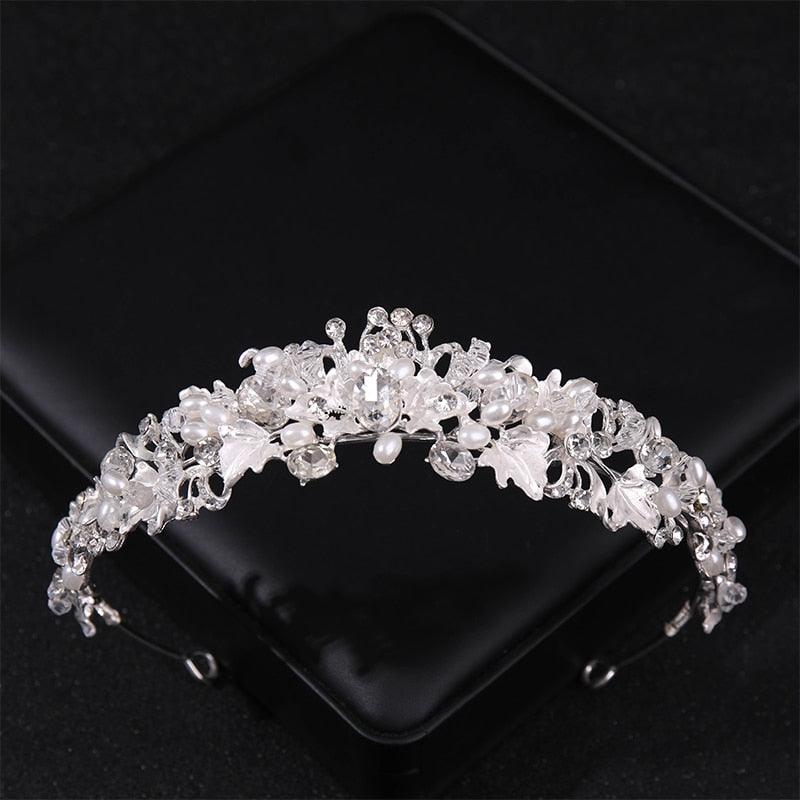 Simulated Pearls Crystal Wedding Tiaras And Crowns For Queen Princess Gold Silver Color Women Hair Jewelry Luxury Crystal Bridal Crown Tiaras Fashion Hair Jewelry Diadem Tiara For Women Bride Wedding Hair Accessories