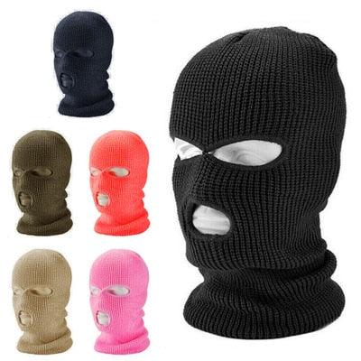 Ski Mask Knitted Face Cover Winter Balaclava Full Face Mask for Winter Outdoor Sports Winter Three 3 Hole Balaclava Knit Hat Ski Mask 3-Hole Knit Hat Full Face Cover Balaclava Hats Funny Party Embroidery Beanies Caps Hole Knitted Full Face Cover