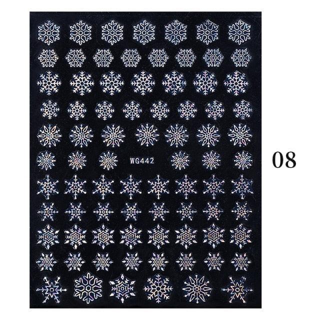 Sliver Bronzing Christmas Slider Nail Art 3D Decals Decoration Snowflake Nail Art Sticker Manicures Transfer Foil Xmas Gift  Nails Snowflake Nail Art Stickers Decals Christmas Nail 3D Self Adhesive Nail Stickers for Acrylic Nails Snowflake