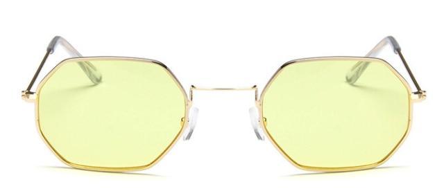 Small Frame Sunglasses For Women Small Square Polarized Sunglasses for Men and Women Polygon Mirrored Retro Shape Metal Design Sun Glasses for Men New Fashionable Ocean Lens