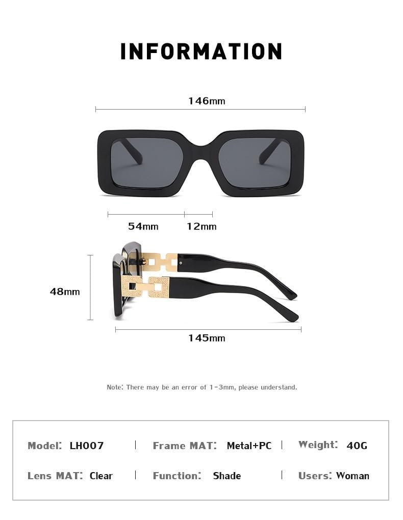 Small Size Rectangle Shape Sunglasses For Women & Men New Retro Style Square Branded Design New Fashionable  Hip Hop Sun Glasses For Female